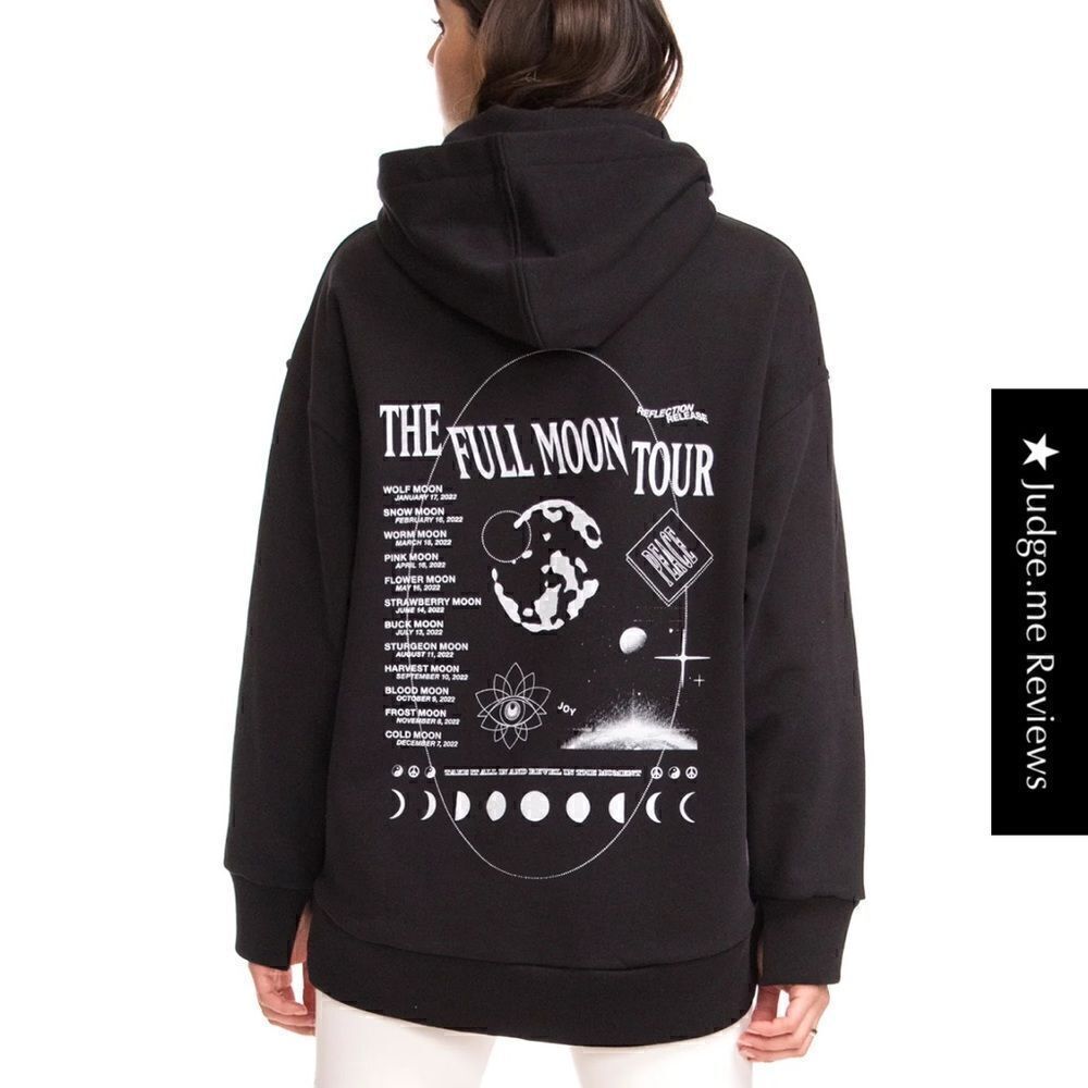 NWT CHRLDR Black Full Moon Tour Big Pullover Hoodie Sweatshirt, Size Large